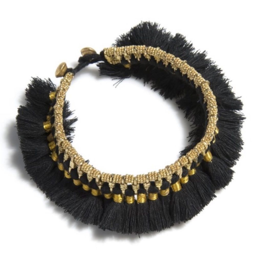 SHIRALEAH JEWELRY ANKLE TASSEL BRACELET IN BLACK